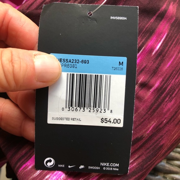 Nike Women’s Blur V-Neck Tankini Swimsuit Top Pink Adjustable Straps Large NWT - Picture 5 of 8